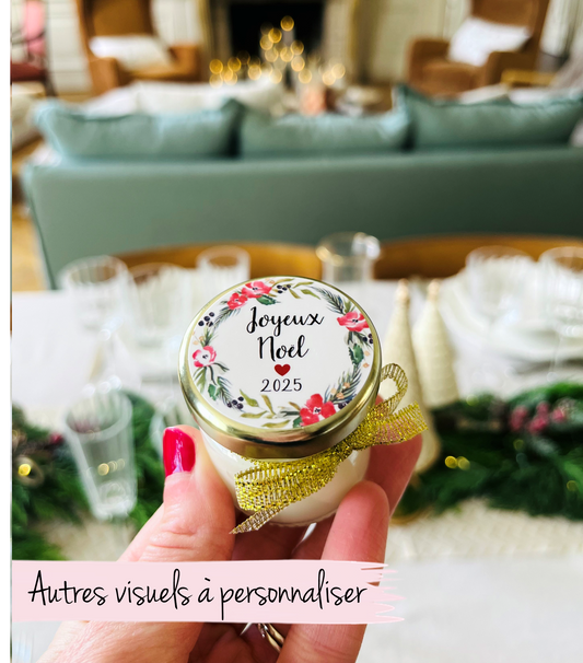 Mini bougie personnalisée cadeaux invités Noël 40ml