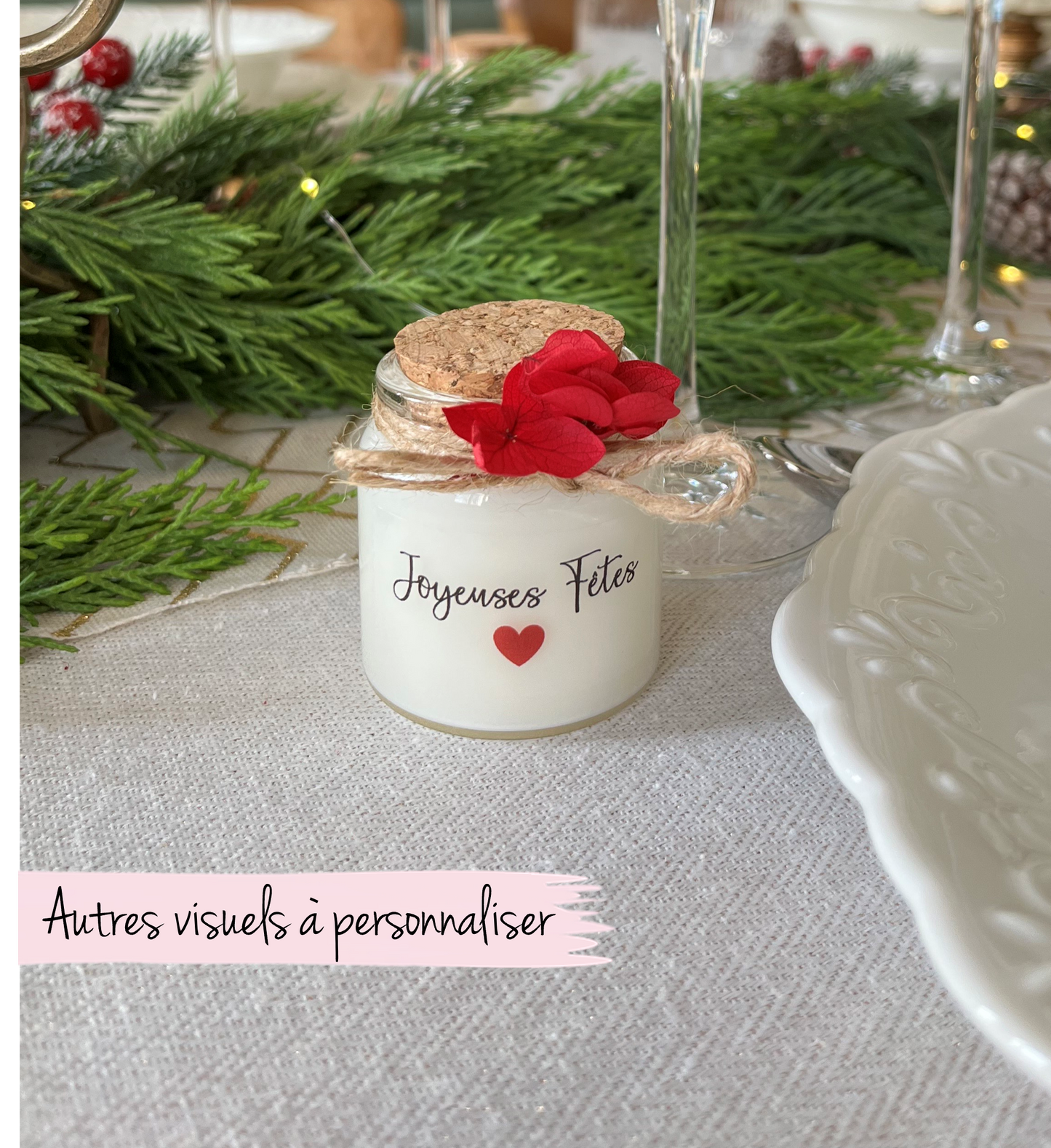 Bougie Noël personnalisée bouchon Liège - 50ml